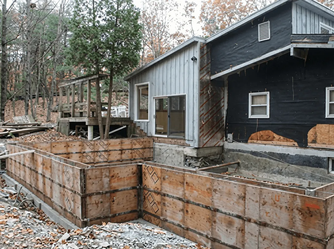 Prepared site with foundation forms for home remodeling and addition project in Knoxville, TN
